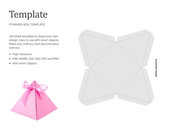 Pyramid Box Template, Gift Box Blank Template, Party Favor Gift Box Template | Cricut Silhouette | Silhouette Studio | Paper Size Letter
