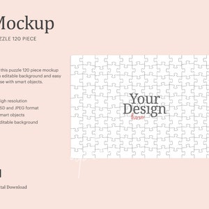 120 Pieces Puzzle Mockup, Sublimation Jigsaw Puzzle Mockup, Jigsaw Puzzle Mockup | Compatible With Affinity Designer | Smart Object