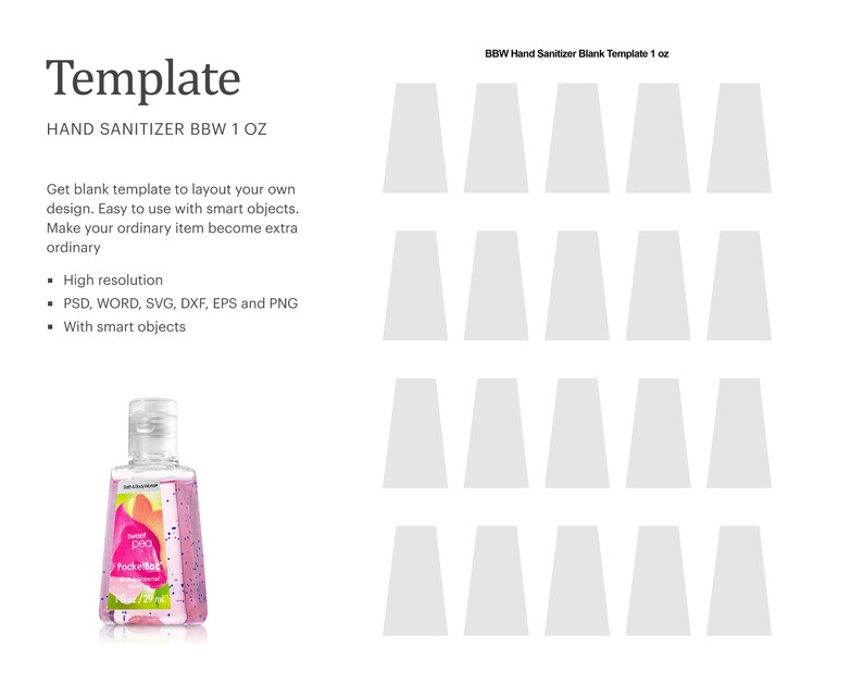 1oz Hand Sanitizer Blank Sticker Label Template Party Favor | Etsy
