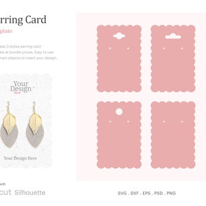 Earring Display Card Template, Earring Display SVG, Dangle Earring Display Card, Earring Card SVG | Cricut Silhouette | Psd, SVG, Png, Dxf