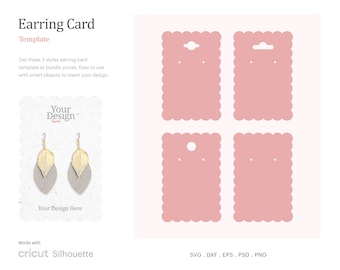 Plantilla de tarjeta de visualización de pendientes, pantalla de pendientes SVG, tarjeta de visualización de pendientes colgantes, tarjeta de pendientes SVG / Cricut Silhouette / Psd, SVG, Png, Dxf