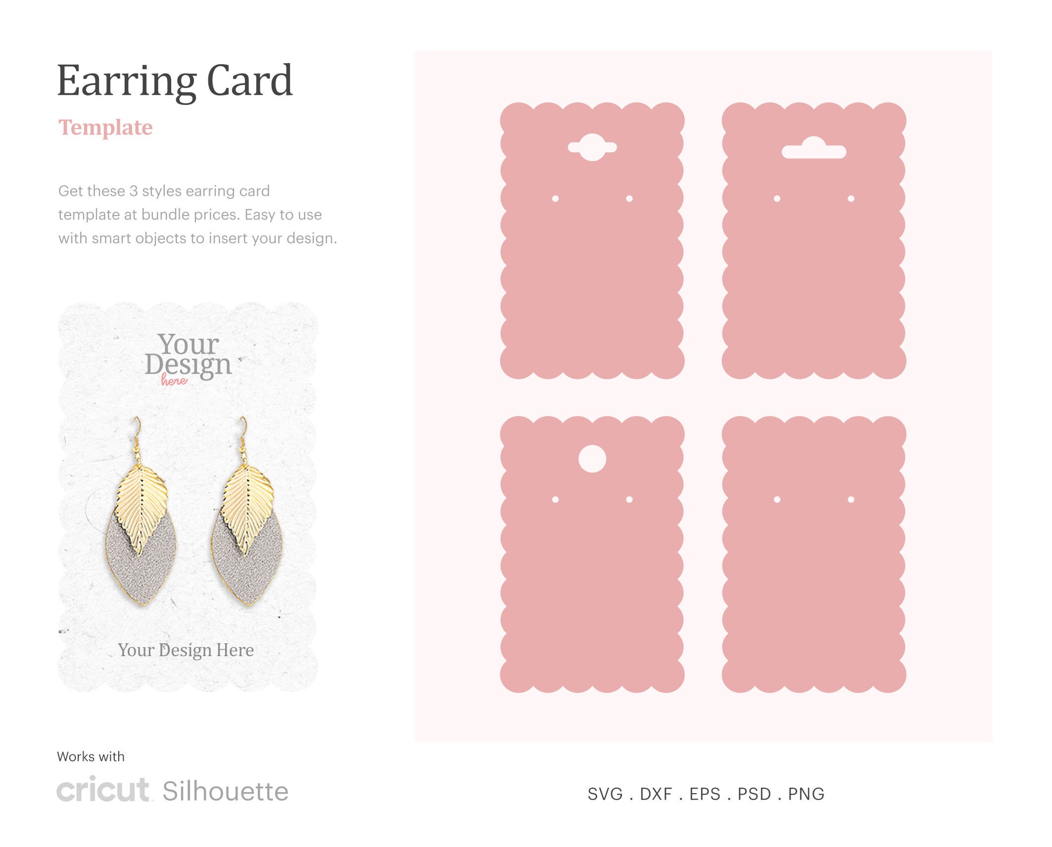 Earrings Display Cards SVG, Earring Card Template PDF, Earring Display  Template, Silhouette Cut Files, Cricut Cut Files 