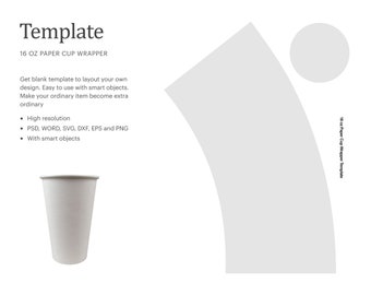 Paper Cup Template SVG, 9 Oz Paper Cup Full Wrap Template Seamless ...