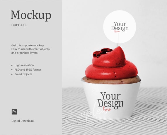 Download Cupcake Topper Mock Up Cupcake Wrapper Mock Up Red Velvet ...