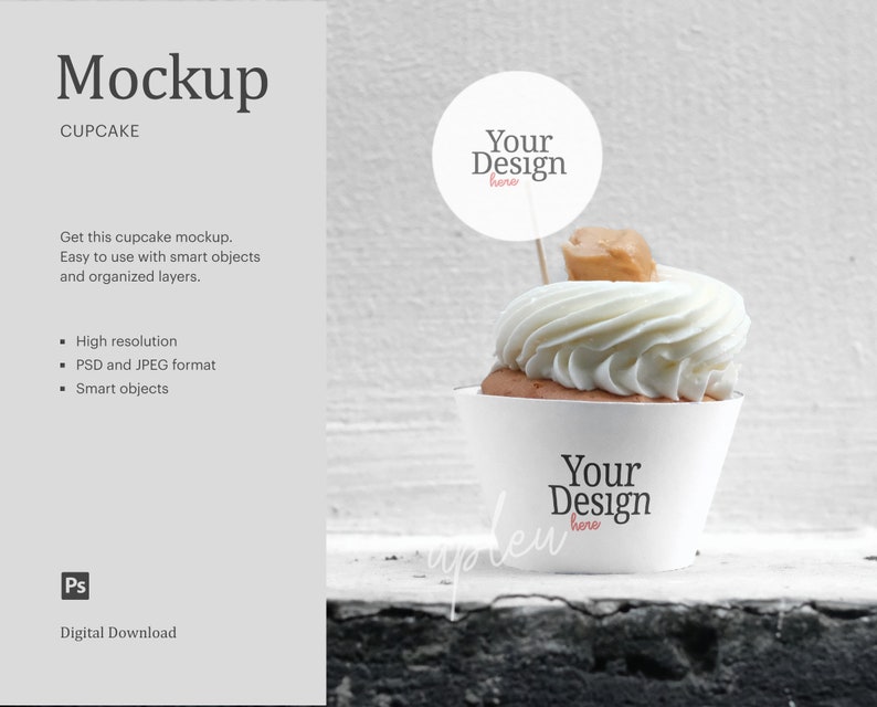 Download Cupcake Topper Mock Up Cupcake Wrapper Mock Up Cream Caramel | Etsy
