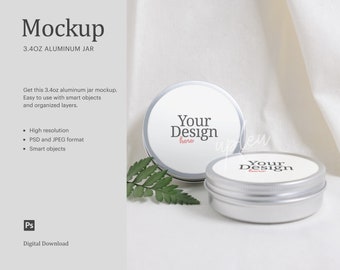 Aluminium Jar Label Mock Up, Tin Jar Label Mock Up, Cosmetic Pot Label Mock Up | Styled Jar Label Mock Up, Compatible With Affinity Designer