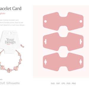 Modello di carta piegata porta braccialetto, braccialetto Hang Tag Card SVG, carta braccialetto / Cricut Silhoutte / Silhouette Studio / SVG, Png, Psd, Dxf