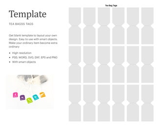 Tea Bag Tags Template, Printable Tea Tag Template, Party Favor Tea Tag | Cricut Silhouette | Silhouette Studio | Paper Size Letter