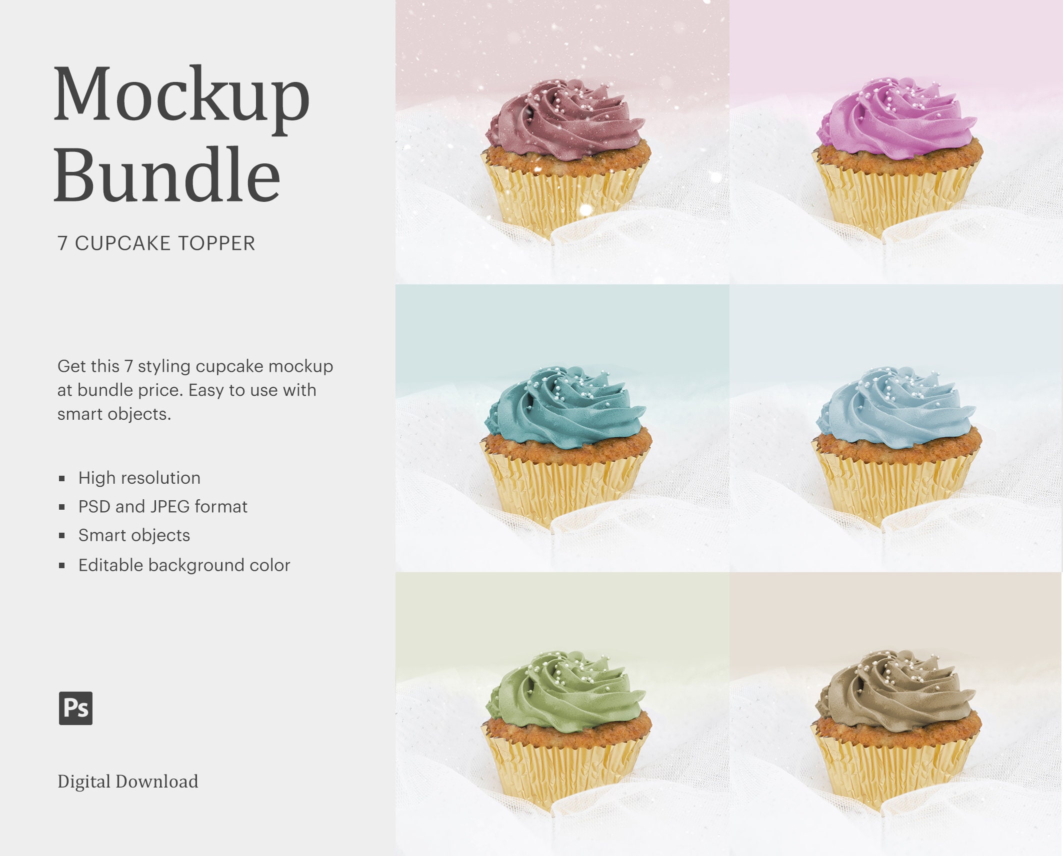 Download Cupcake Topper Mockup Bundle Cupcake Mockup Toppers Mockup | Etsy