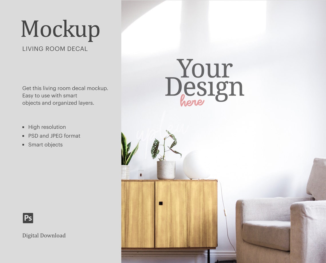 Download Empty Wall Mock Up Vinyl Wall Decal Mock Up Blank Wall Art | Etsy