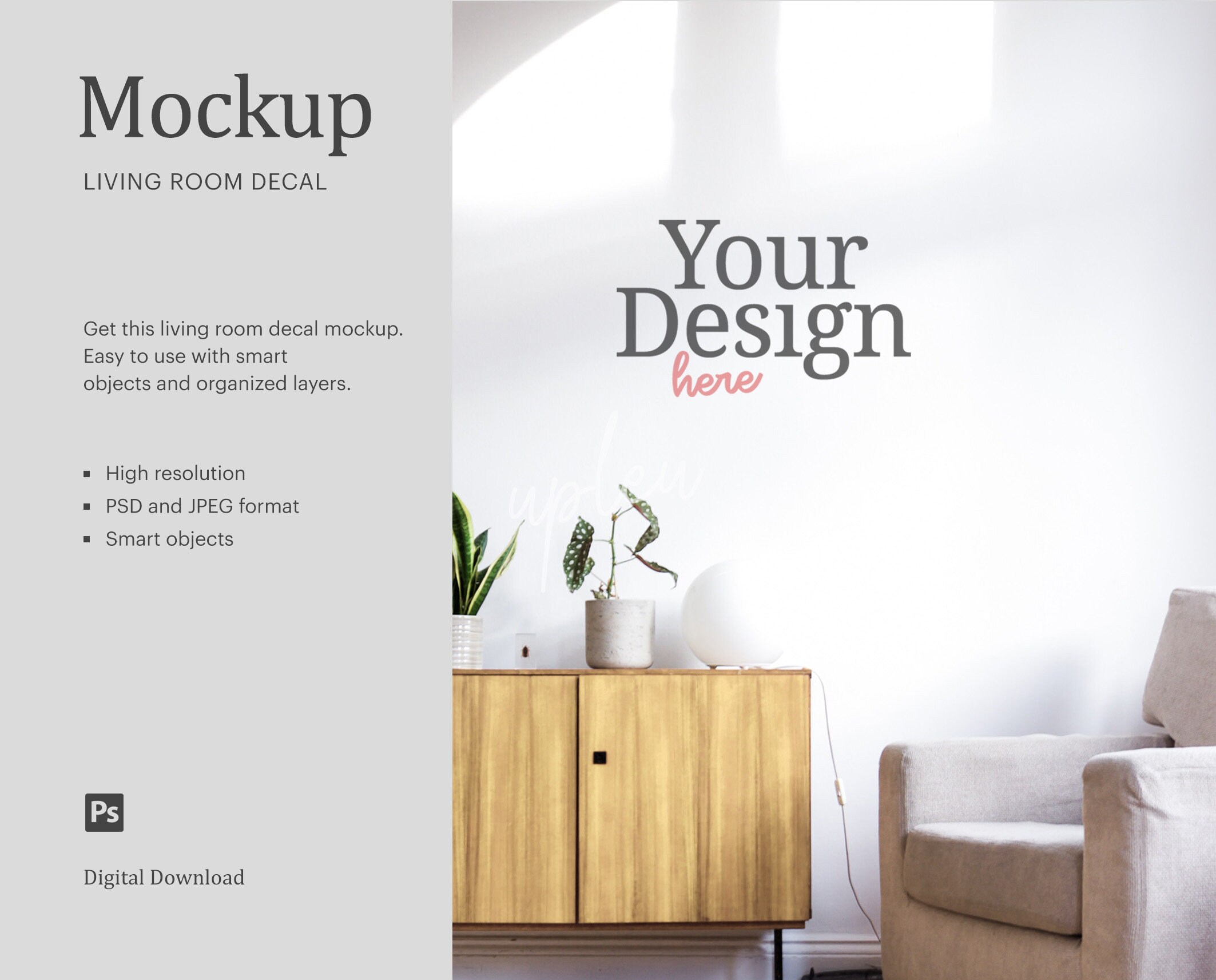 Empty Wall Mock Up Vinyl Wall Decal Mock Up Blank Wall Art Etsy