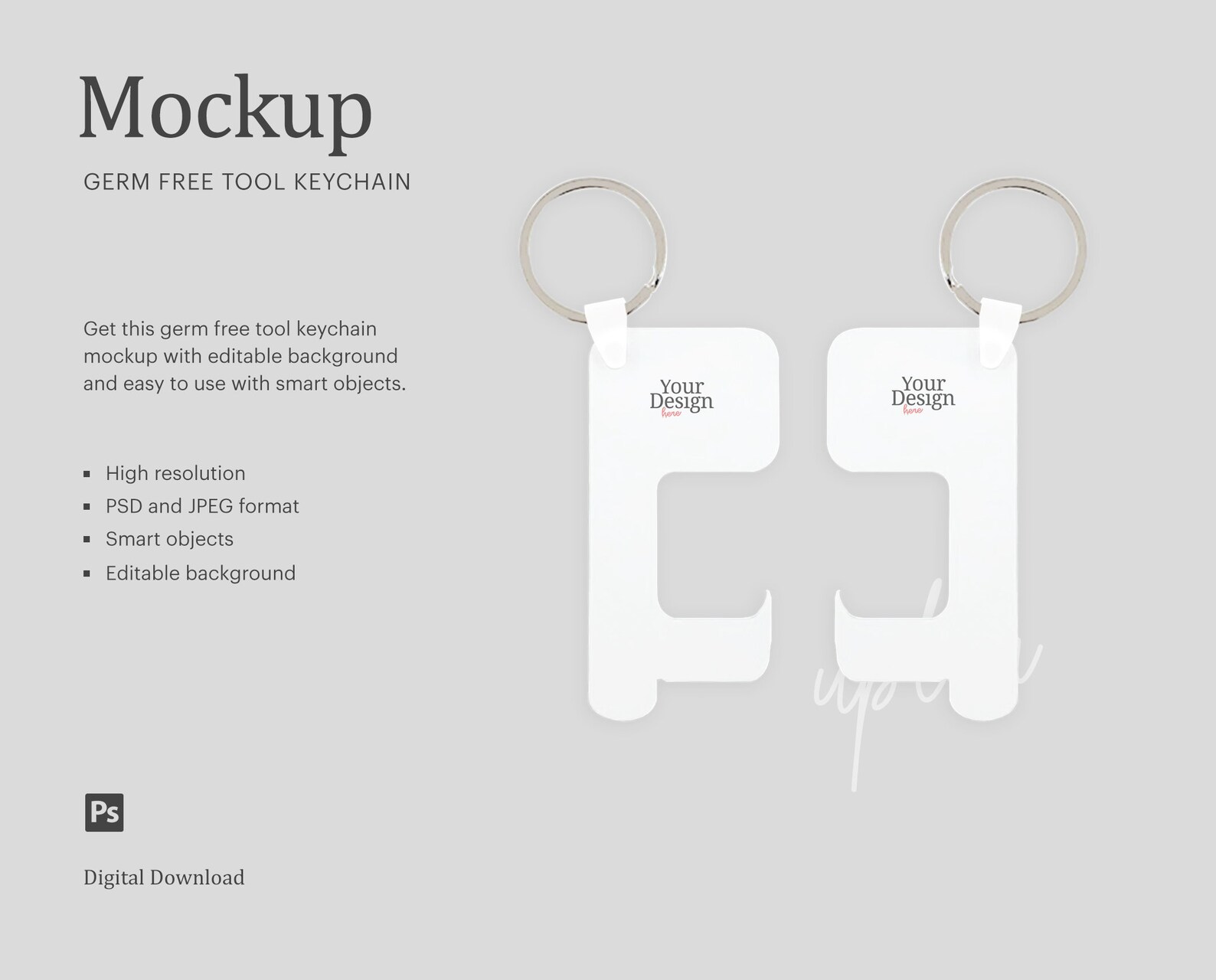 Double Sided Germ Free Tool Keyring Mock up Sublimation