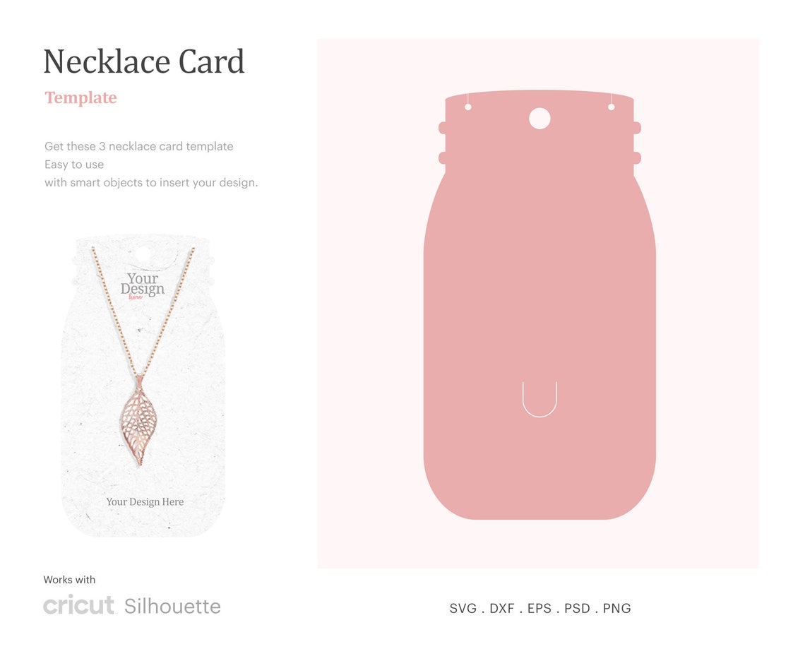 Necklace Display Card Blank Template Mason Jar Shape Necklace Etsy