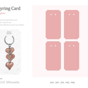 Keyring Holder Card 2.5&quot; x 4.79&quot; Template, Keychain Display, Keyring Card SVG | Cricut Silhouette |Silhouette Studio | SVG, Psd, PNG, Eps