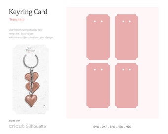 Keyring Holder Card 2.5" x 4.79" Template, Keychain Display, Keyring Card SVG | Cricut Silhouette |Silhouette Studio | SVG, Psd, PNG, Eps