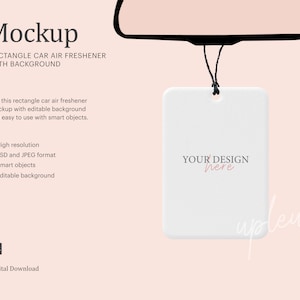 Rectangle Car Air Freshener With Background Mock up, Hanging Car Air Freshener Mock Up | Compatible With Affinity Designer - Smart Object