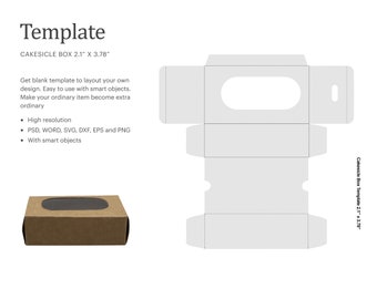Cakesicles Box Blank Template, Mini Cakesicles Box Template, Party Cake Box | Cricut Silhouette | Silhouette Studio | Paper Size Letter