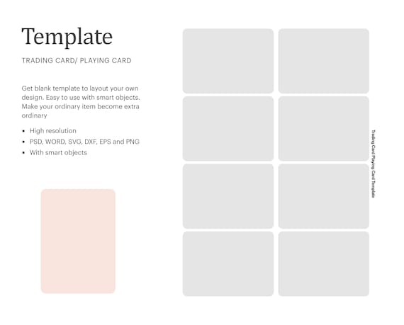 Trading Card Blank Template Playing Card Blank Templateparty - Etsy