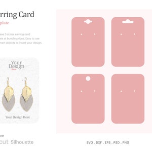 Earring Card Rectangle Shape Template, Earring Display SVG, Dangle Earring Card, Earring Card SVG | Cricut Silhouette | Silhouette Studio