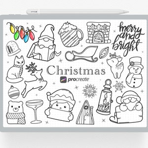 Procreate Stamps, 105 Christmas Procreate Stamp, Christmas Ornament, Holiday Season, I Pad Procreate Stamp Brushes