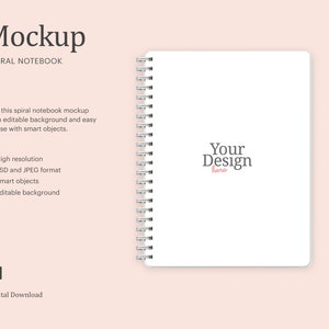 Large Spiral Bound Notebook Mockup, Sublimation Spiral Bound Notebook Mockup | Compatible With Affinity Designer - Smart Object