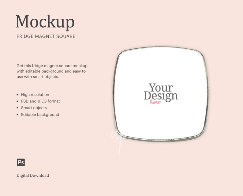 Download Fridge Magnet Square Mock Up Sublimation Fridge Magnet ...