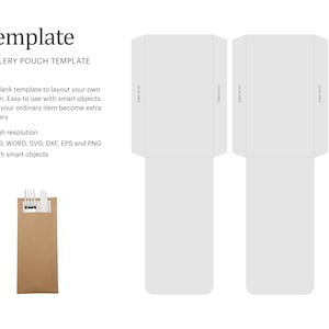 Besteckpapierhalter Vorlage, Besteckbeutel Vorlage, Party Favor Vorlage | Cricut Silhouette | Silhouette-Studio | Papierformat Letter