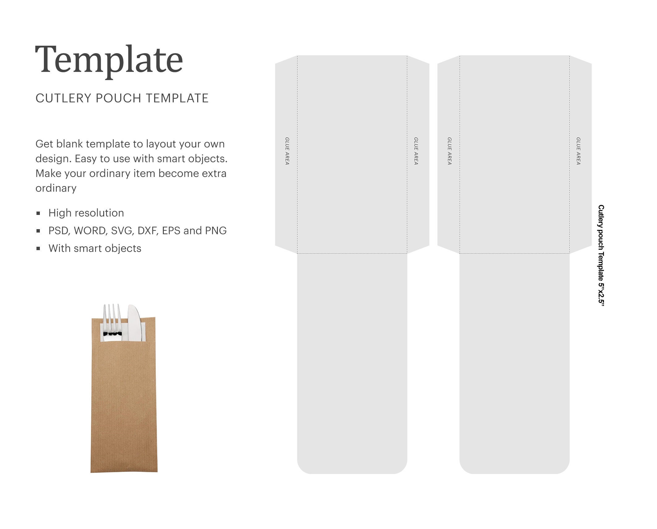 Download Cutlery Paper Holder Template Cutlery Pouch Template Party Etsy
