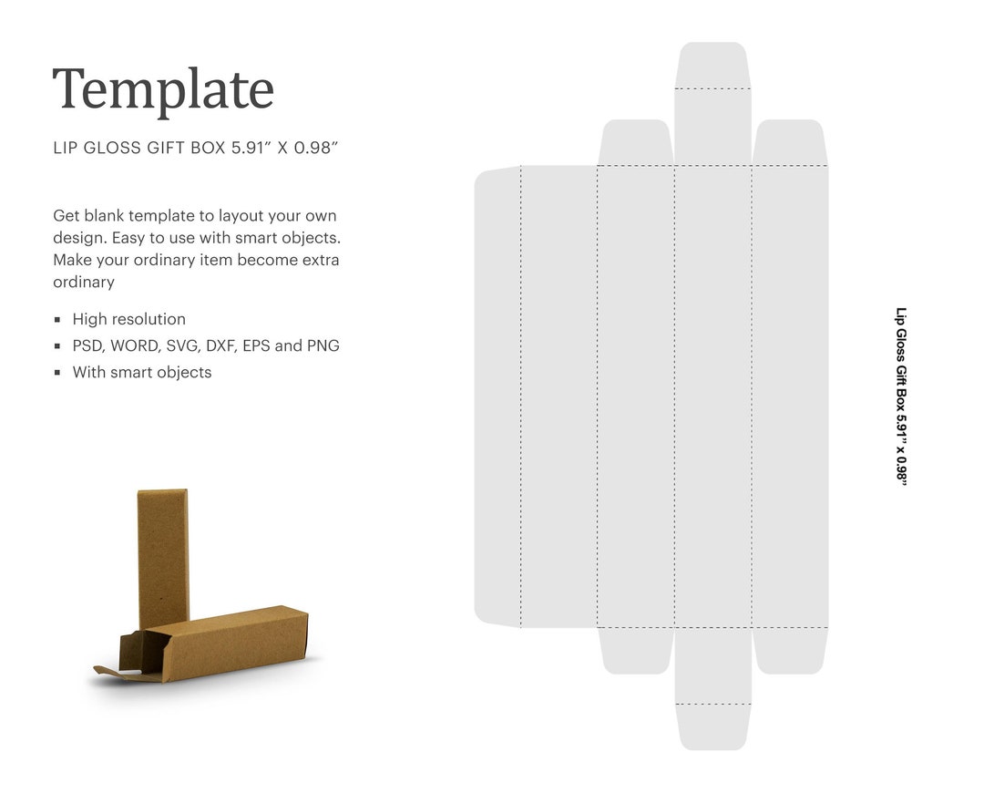 Lip Gloss Box Blank Template, Gift Box Blank Template, Shop Favor Lip Gloss Box Blank Template, Gift Box Blank Template, Shop Favor