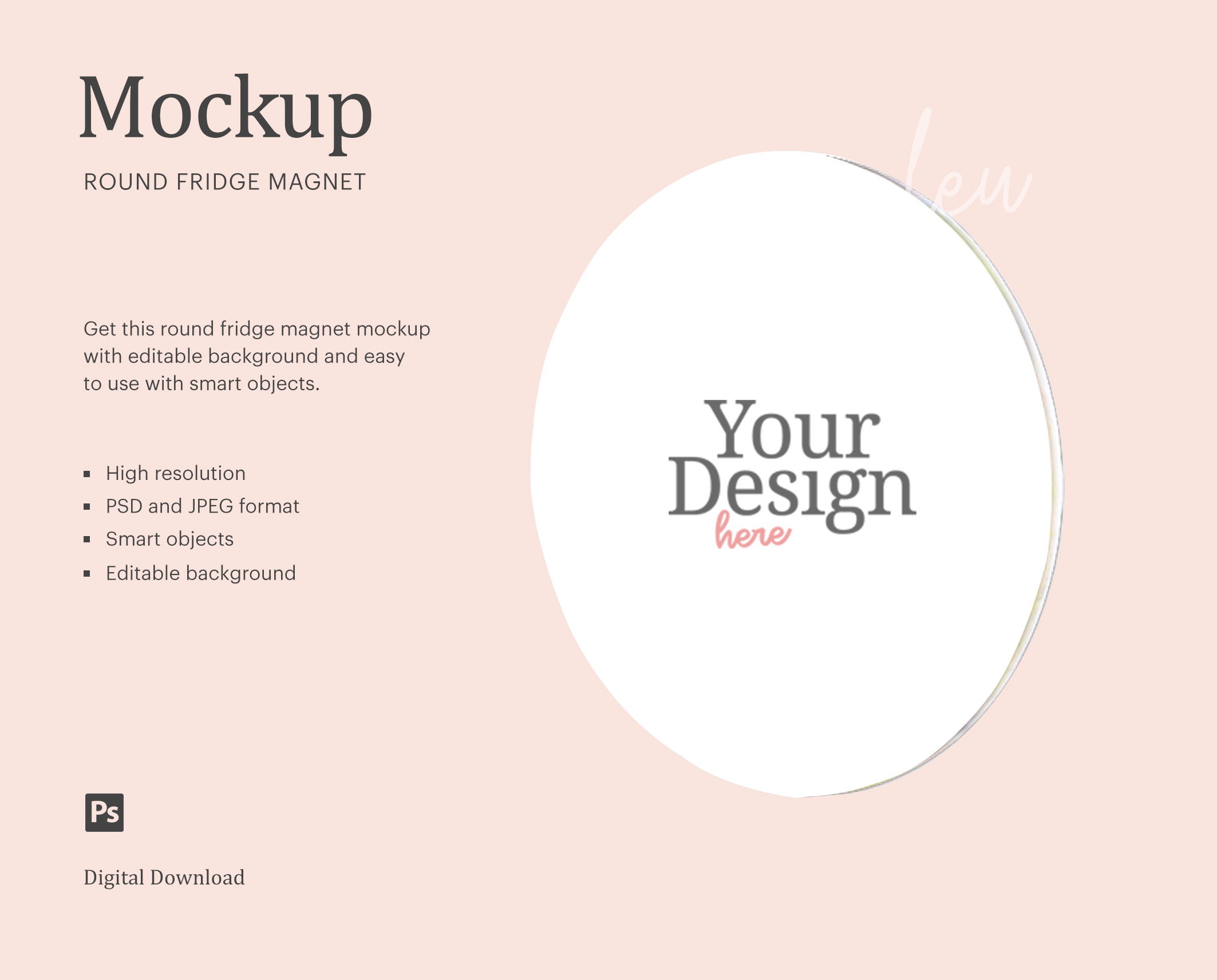 Download Fridge Magnet Mock Up Round Fride Magnet Refrigerator Magnet Etsy