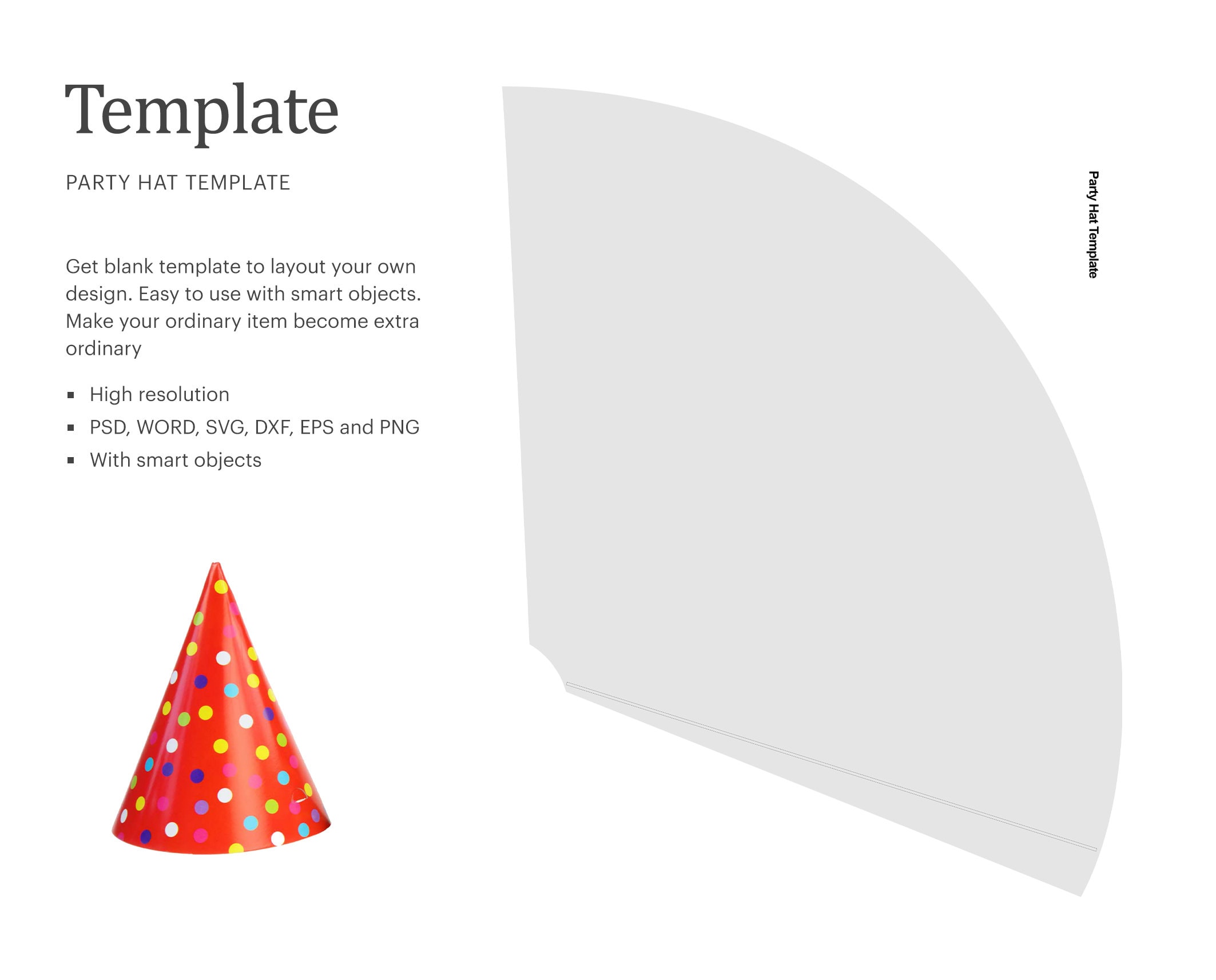 Party hat template blank template blank party hat template etsy