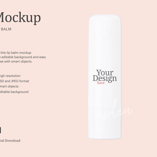 Lippenbalsam MockUp, Lippenbalsam Verpackung MockUp, Lippenbalsam Tube MockUp | Bearbeitbarer Hintergrund | Kompatibel mit Affinity Designer | Smart-Objekt