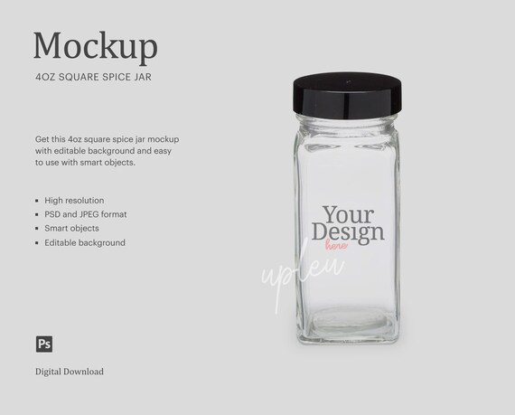 Download 4 Oz Spice Jar Mock Up Square Spice Jar Mock Up Herb Jar Etsy