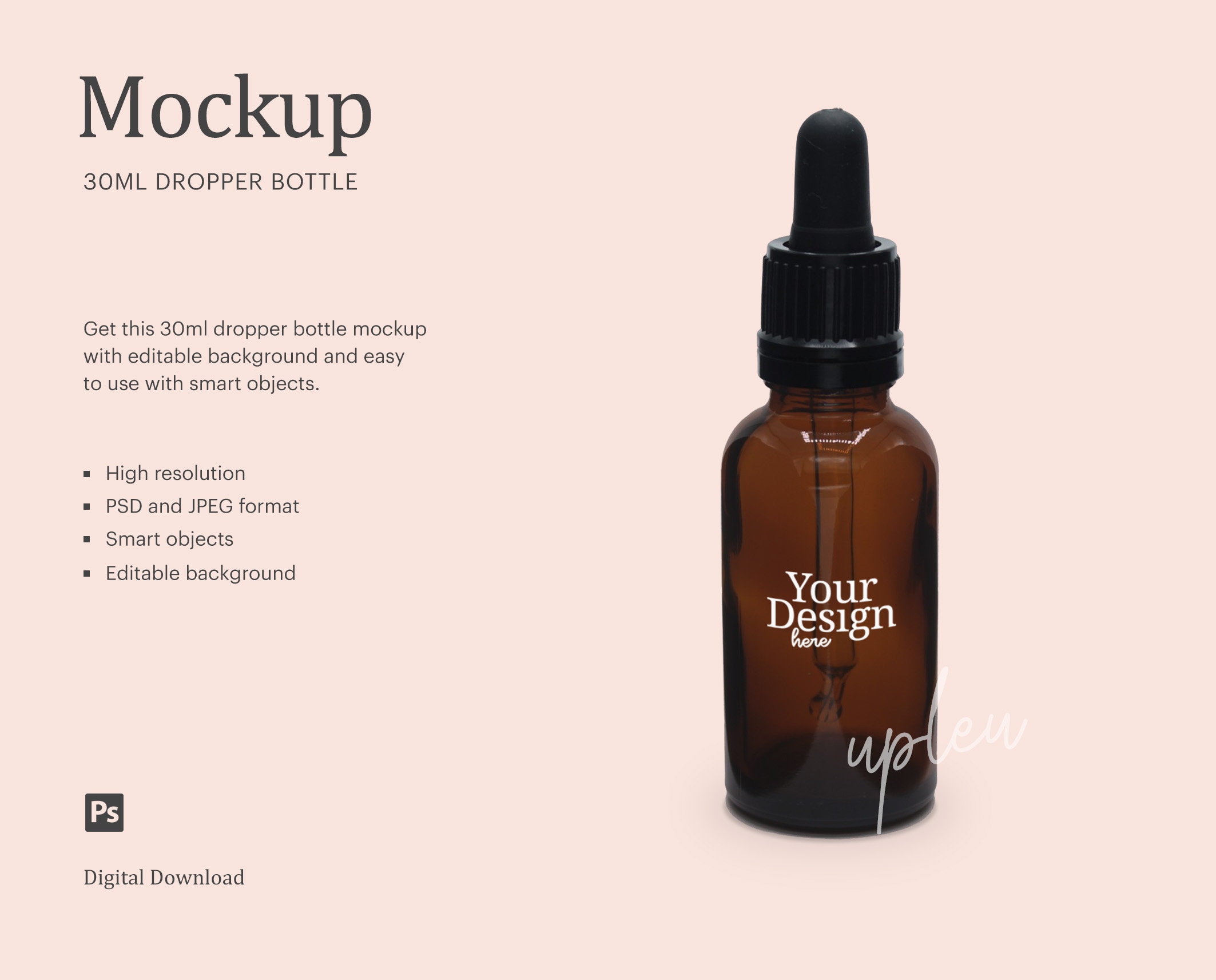 30 Ml Glass Dropper Bottle Mock Up Serum Dropper Bottle Mock Etsy