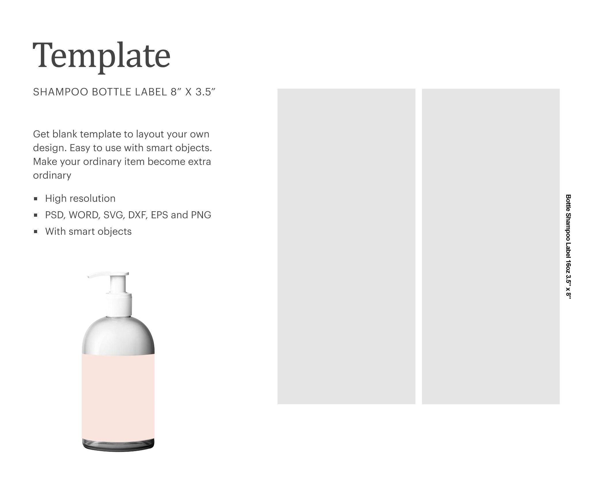 Bottle Shampoo Blank Label Template 21 Oz 21.21" x 21", Pump Bottle Blank  Label  Cricut Silhouette  Silhouette Studio  Paper Size Letter With 8 X 3 Label Template