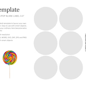 3.3&quot; Swirl Lollipop Label Template, Rainbow Lollipop Blank Label Template | Cricut Silhouette | Silhouette Studio | Paper Size Letter