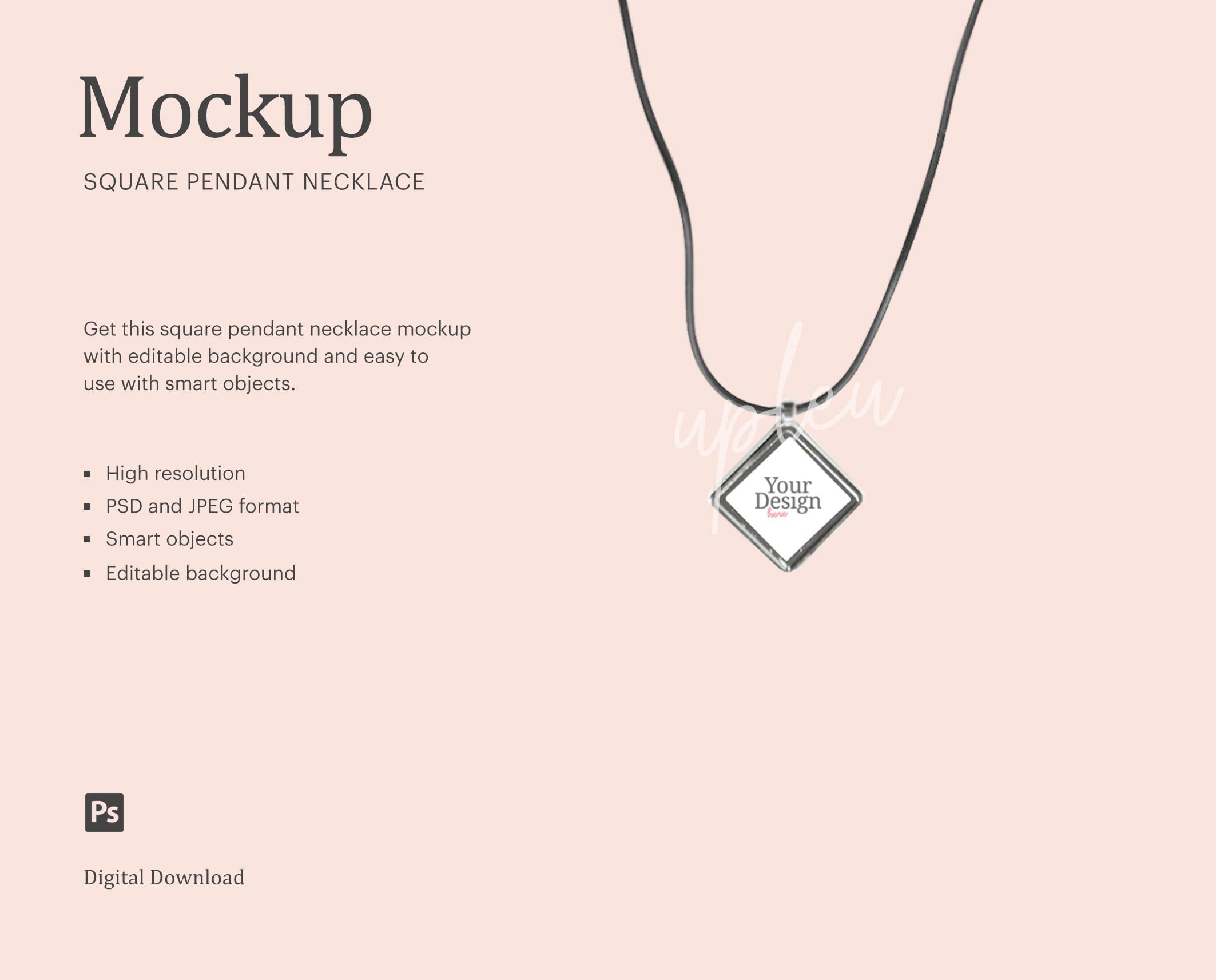 Download Square Necklace Mock Up Square Pendant Mockup Jewelry Mock Etsy