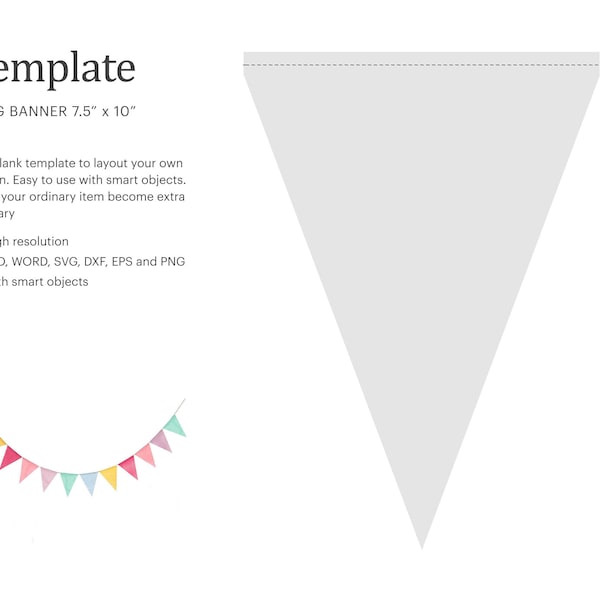 7.5"x10" Flag Banner Template, Bunting Template, Pennant Template, Banner Party | Cricut Silhouette | Silhouette Studio | Paper Size Letter