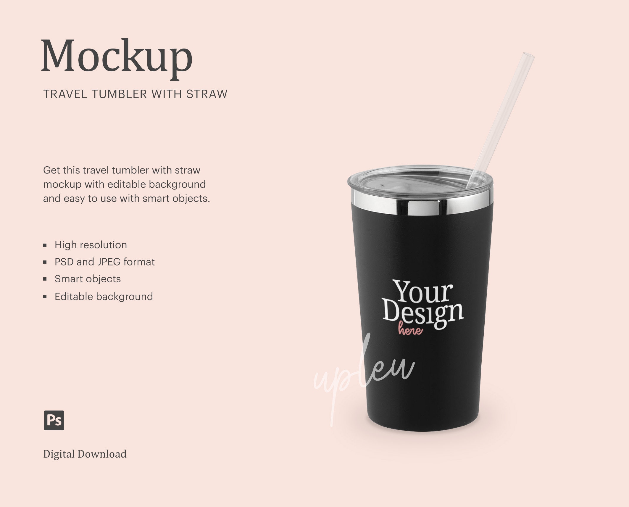 Download Insulated Cup With Straw Mock Up Travel Cup Mock Up Tumbler Etsy