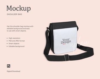 Shoulder Bag Mockup, Sublimation Shoulder Bag Mockup, Mens Cross Body Bag Mockup | Compatible With Affinity Designer - Smart Object
