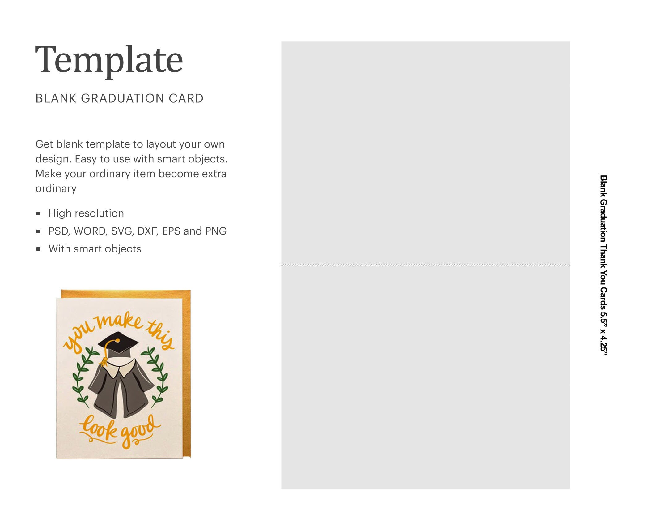 5.5 X 4.25 Thank You Card Template Blank - Etsy