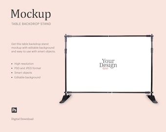 Party Dekoration Tisch Kulisse Stand Mockup, Party Favors Mockup, Buffet Backdrop Mockup | Kompatibel mit Affinity Designer - Smartobjekt