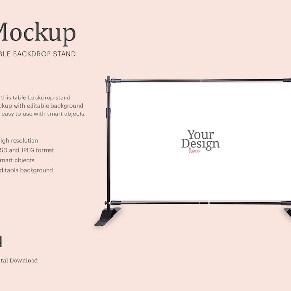 Party Decoration Table Backdrop Stand Mockup, Party Favors Mockup, Buffet Backdrop Mockup | Compatible With Affinity Designer - Smart Object
