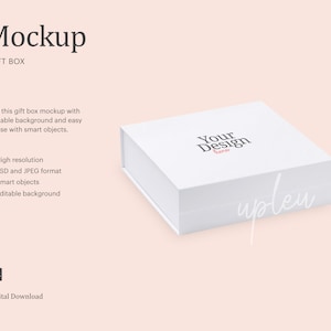 Geschenkbox MockUp, magnetische starre Geschenkbox Mockup, Brautjungfer Geschenkboxen Mockup| Bearbeitbarer Hintergrund | Kompatibel mit Affinity Designer