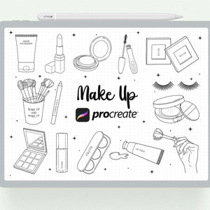 Procreate Stamps, 21 Makeup Procreate Brush, Cosmetic Digital Stamp, Beauty Cosmetic Stamp, Skin Care Makeup Procreate Stamp Brushes
