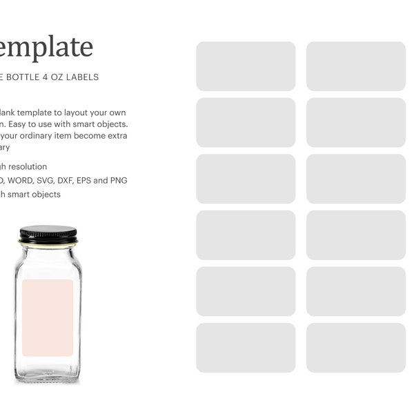 Spice Bottle 4 Oz Blank Label Template, Spice Jar Label Template, Pantry Label | Cricut Silhouette | Silhouette Studio | Paper Size Letter