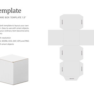 Square Gift Box Template 1.5"x 1.5", Square Paper Box Template, Multipurpose Box | Cricut Silhouette | Silhouette Studio | Paper Size Letter