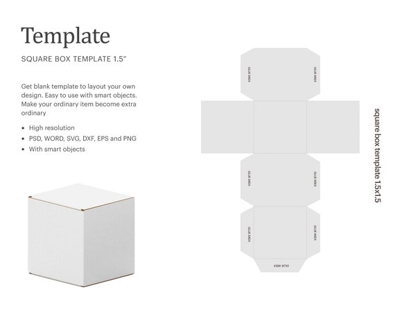 Square Gift Box Template 1.5x 1.5, Square Paper Box Template, Multipurpose  Box Cricut Silhouette Silhouette Studio Paper Size Letter 