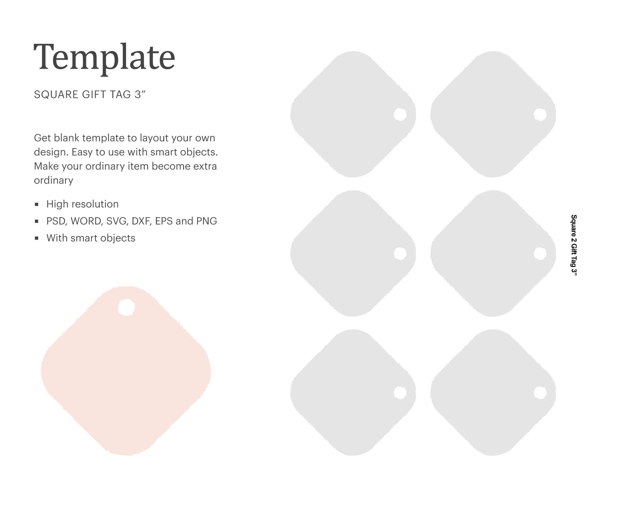 3 Square Gift Tag Template Blank Wedding Gift Tag Etsy