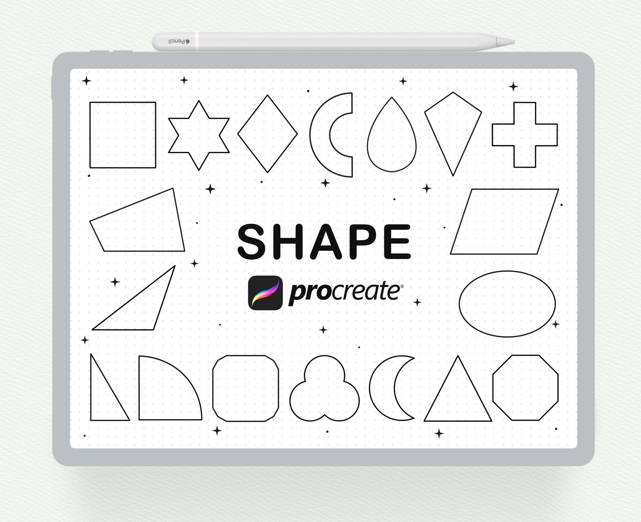 Procreate Stamps, 50 Shape Procreate Stamp, Geometric Basic Brush ...